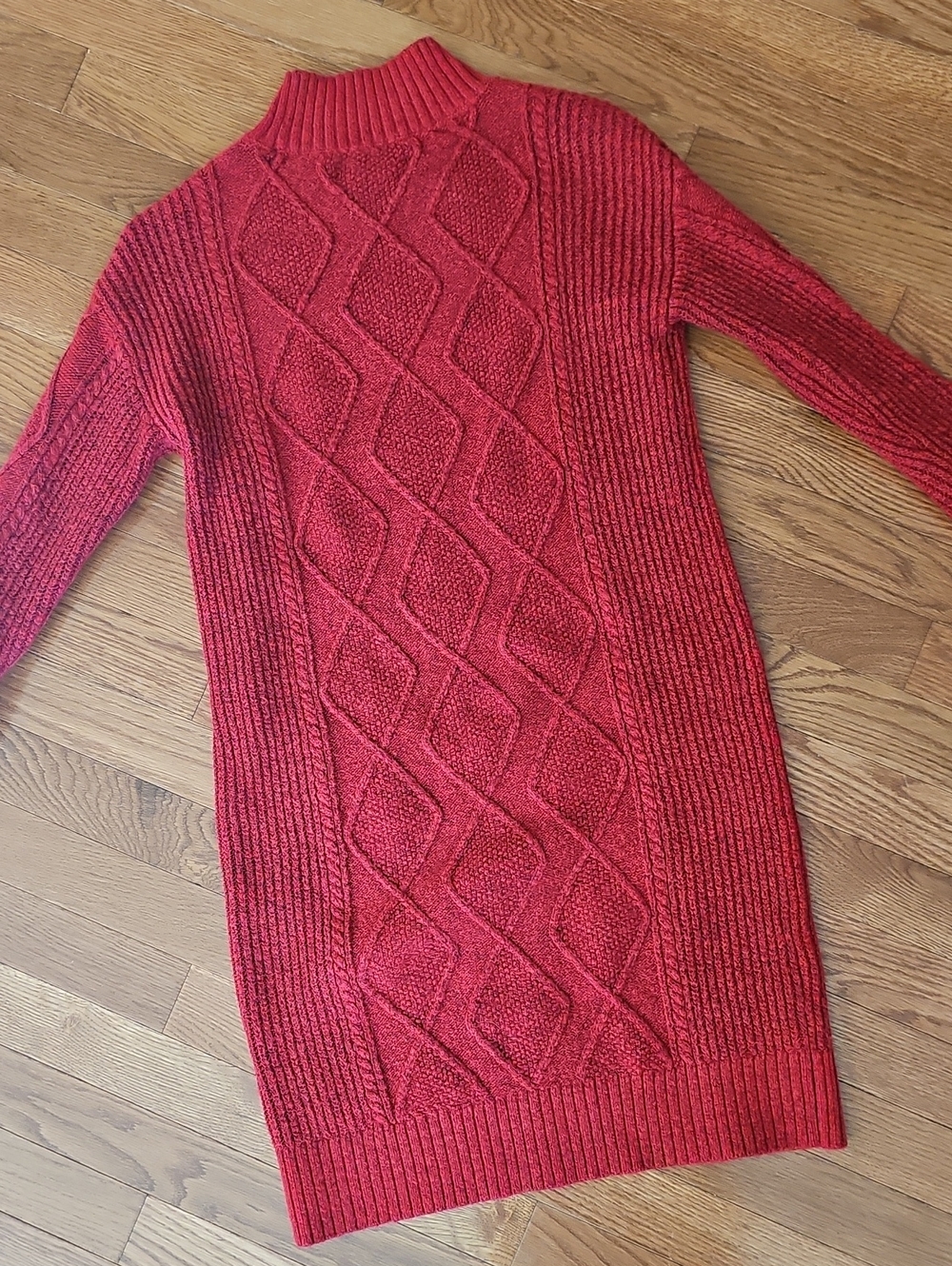 Loft Cozy Red Cable Knit Sweater Dress